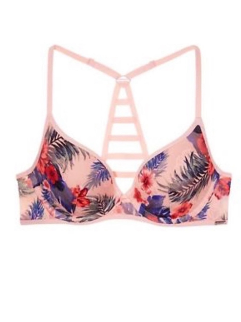 PINK Victoria Secret euphoria tropical hibiscus Lace racerback bra SZ 34C